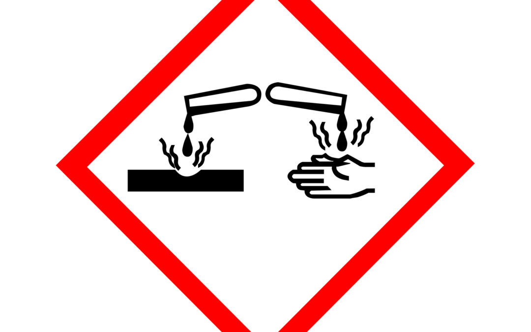 Global Harmonization System (GHS) pictograph for corrosivity and skin irritation.